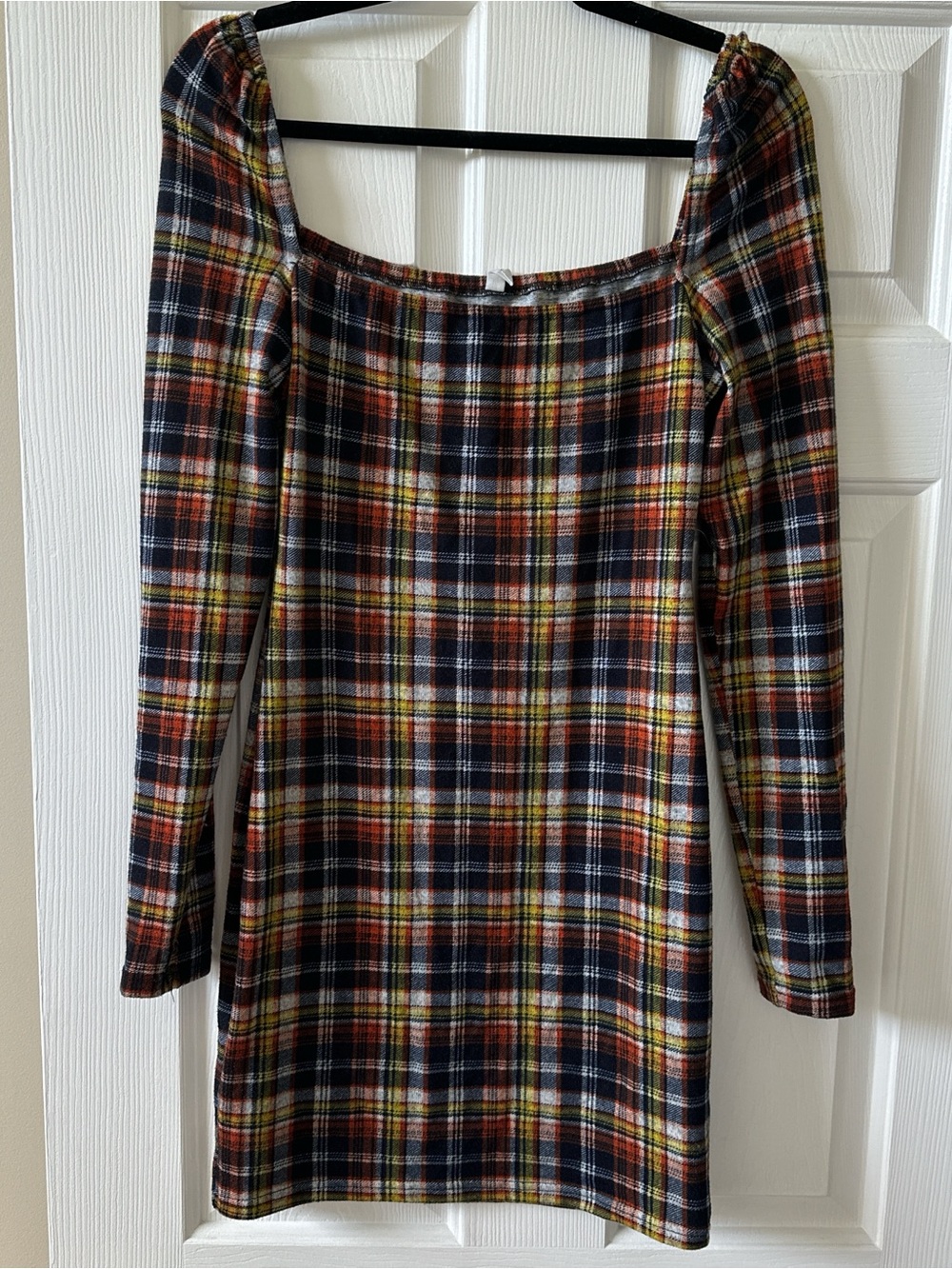 Pinkblush Plaid Midi Dress in Navy, Red & Yellow